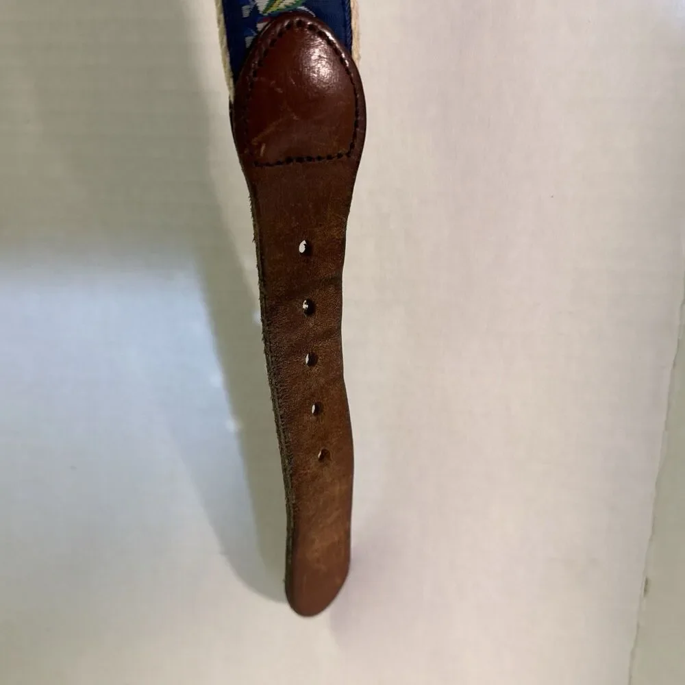 LEATHER MAN LTD Essex CT Belt MADE IN USA Colorful Boat Sails sz 26